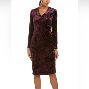 NWT Maggie London Purple Velvet MIDI Dress Size 4